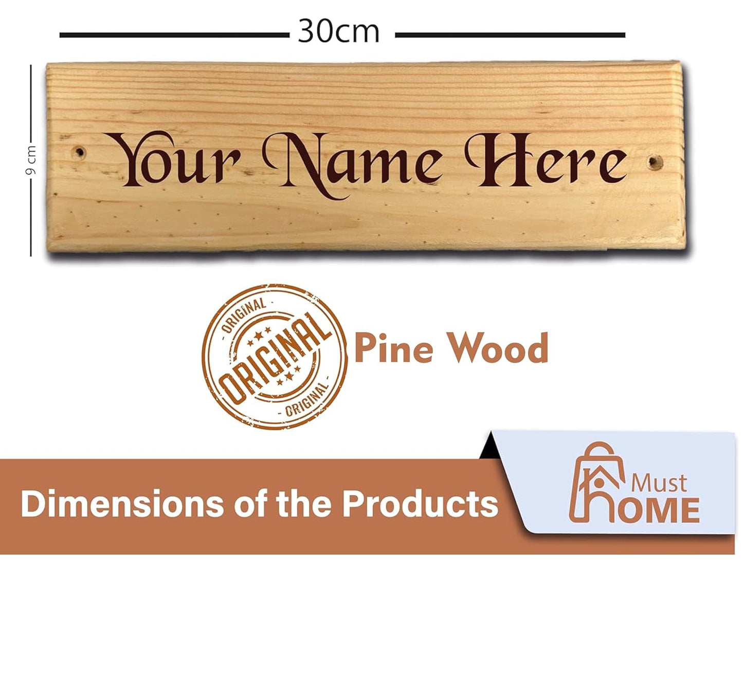 MustHome| Name Plate for Home Entrance  | 30x9cm |