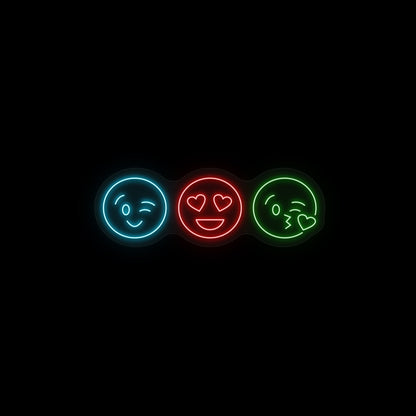 Three Lovers Emoji Heart Eyes Neon Sign