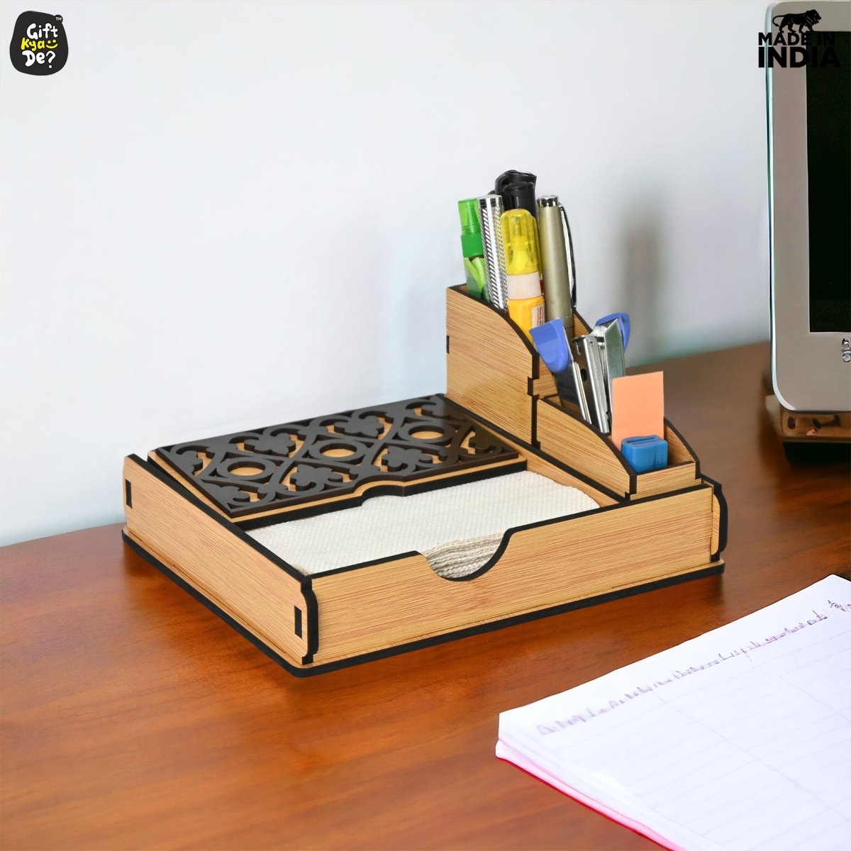 Tissue Paper Holder for Dining Table with Toothpick Holder Designer 5 Compartment Dining Table Accessories for Home Decor