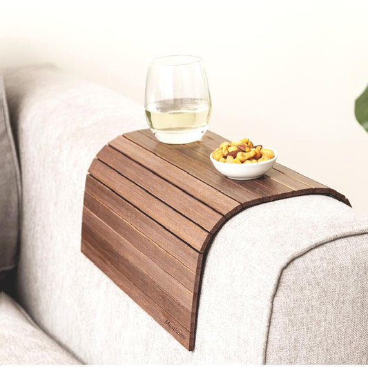 MustHome Wooden Tray | Sofa Armrest Tray |Flexible & Foldable | 50 X 30 Cm