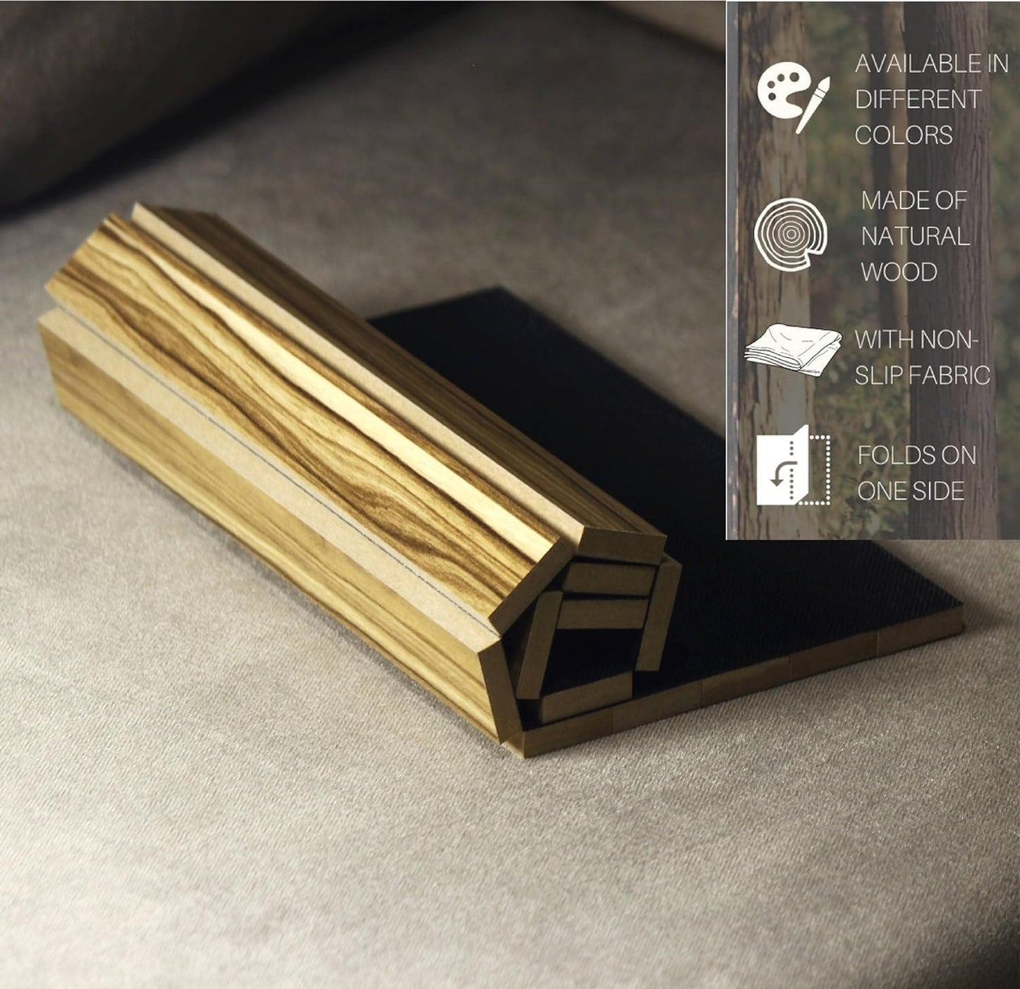 MustHome Wooden Tray | Sofa Armrest Tray |Flexible & Foldable | 50 X 30 Cm