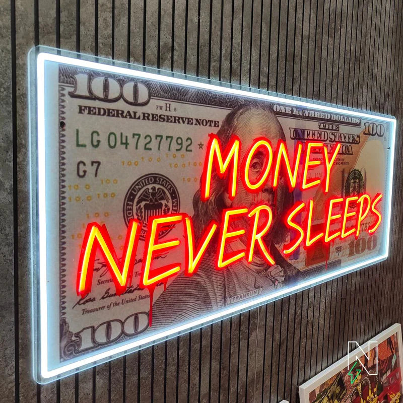 Dollar Money Never Sleeps Neon Sign 💲