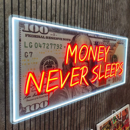Dollar Money Never Sleeps Neon Sign 💲