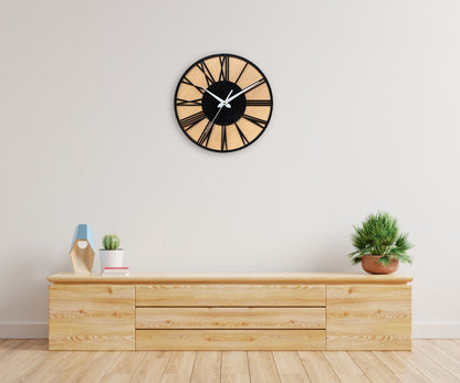 STYLISH ROMAN WOODEN WALL CLOCK
