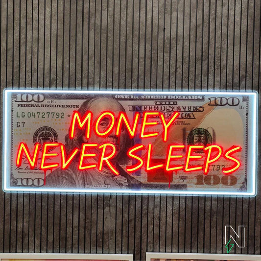 Dollar Money Never Sleeps Neon Sign 💲