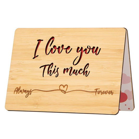 Valentines Cards for Her Him, Wood Anniversary Card for Husband Wife Boyfriend Girlfriend|11 x 15 x 0.1 cm