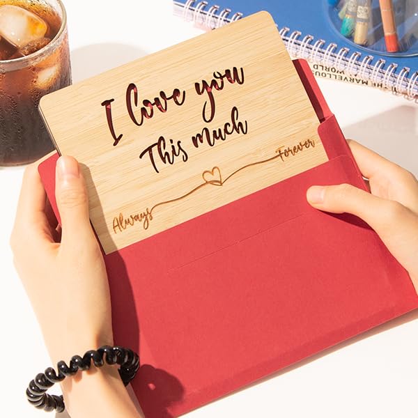 Valentines Cards for Her Him, Wood Anniversary Card for Husband Wife Boyfriend Girlfriend|11 x 15 x 0.1 cm