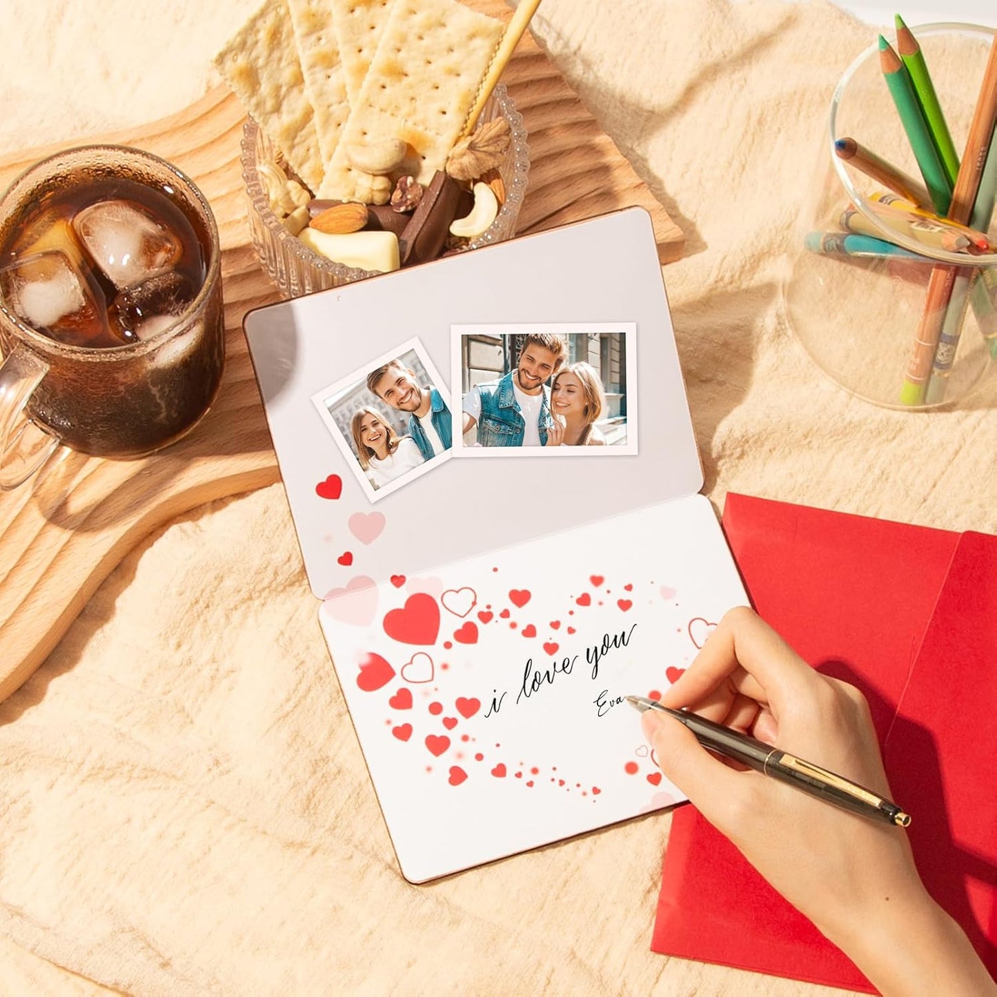Valentines Cards for Her Him, Wood Anniversary Card for Husband Wife Boyfriend Girlfriend|11 x 15 x 0.1 cm