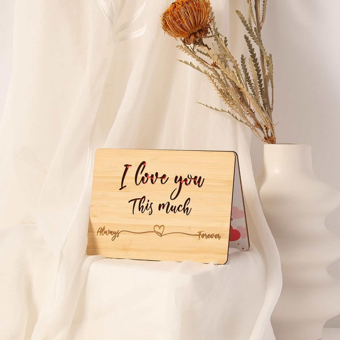 Valentines Cards for Her Him, Wood Anniversary Card for Husband Wife Boyfriend Girlfriend|11 x 15 x 0.1 cm