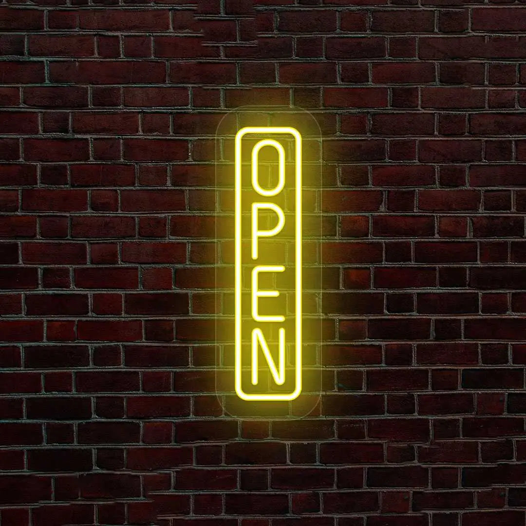 Vertical Open Neon Sign