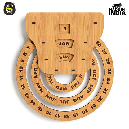 Infinite Circular Wall Calendar (Bamboo Theme) | Calendar With Clock & Diary Combo Available