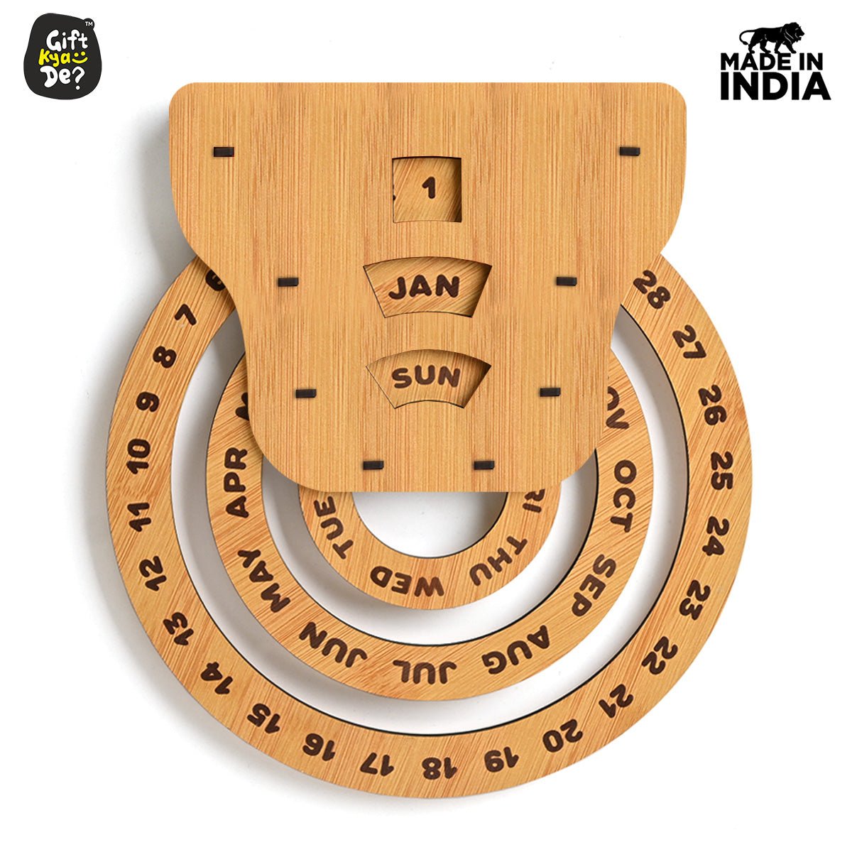 Infinite Circular Wall Calendar (Bamboo Theme) | Calendar With Clock & Diary Combo Available