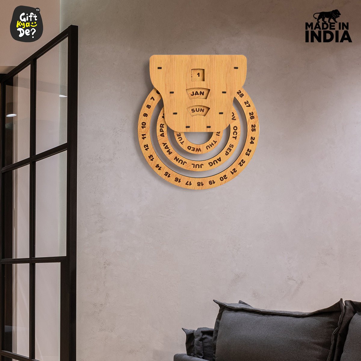 Infinite Circular Wall Calendar (Bamboo Theme) | Calendar With Clock & Diary Combo Available