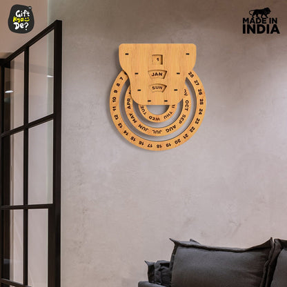 Infinite Circular Wall Calendar (Bamboo Theme) | Calendar With Clock & Diary Combo Available