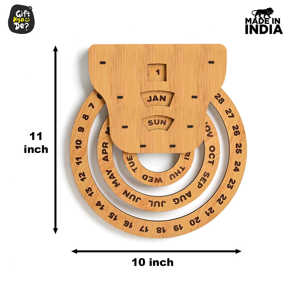 Infinite Circular Wall Calendar (Bamboo Theme) | Calendar With Clock & Diary Combo Available
