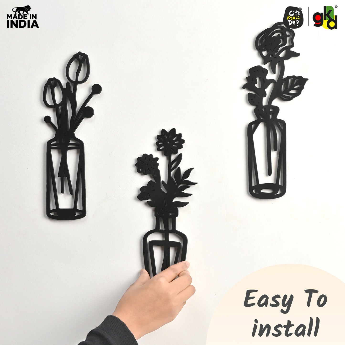 Bird & Flower Design Wall Hanging | 1 Pc & 3 Pc MDF Wall Art Set | Wooden Wall Decor for Living Room, Bedroom & Office