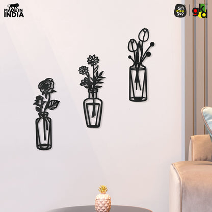 Bird & Flower Design Wall Hanging | 1 Pc & 3 Pc MDF Wall Art Set | Wooden Wall Decor for Living Room, Bedroom & Office