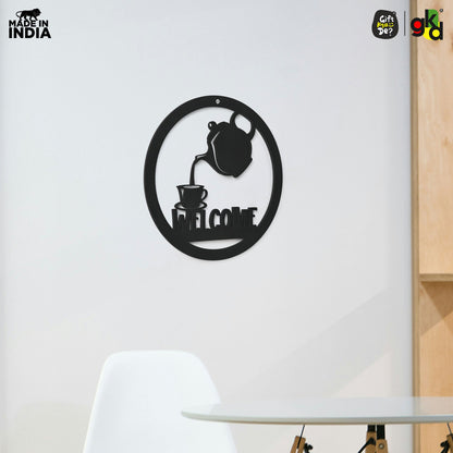 Welcome, Coffee & Kitchen Theme Wall Art | Wood Wall Hanging for Home Décor, Cafe Decor