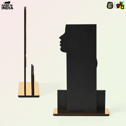 Women's Award Trophy – MDF Wood & Acrylic Memento | Customizable Recognition Gift (Black/Wood)