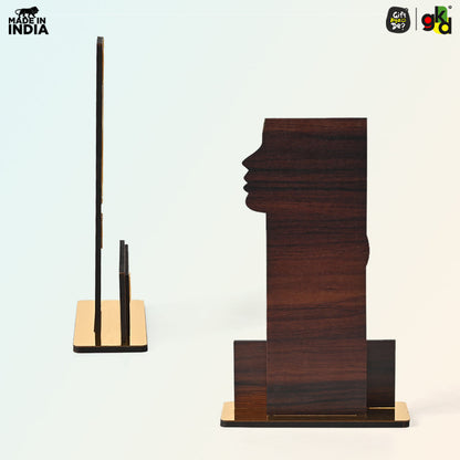 Women's Award Trophy – MDF Wood & Acrylic Memento | Customizable Recognition Gift (Black/Wood)