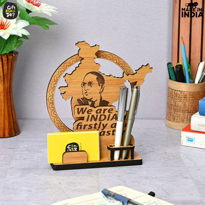 Political Pen Stand and Card Holder | Gandhi Ji, Ambedkar Ji & Bhagat Singh Ji  | Wise Quotes | Mementos