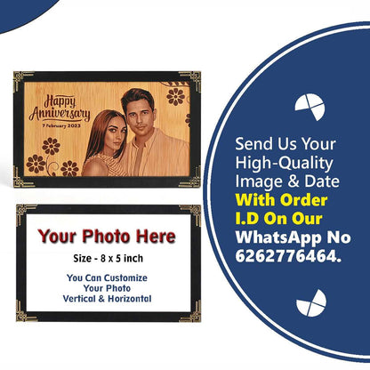 Personalized Wooden Table Mount Photo Frame | Gift For Anniversary, Valentine's Day | Sublimated 8x5 Inch