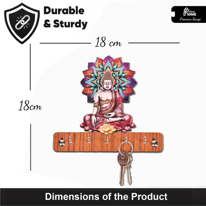 MustHome Key Holder for Home | Colorful Wooden Key Holder with 6 Hooks |18 by 18 cm