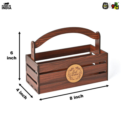 Premium Wooden Basket with Handle for Gifting and Home Decor | Eco-friendly Gift Hamper Basket | Wedding Gift Return Gift