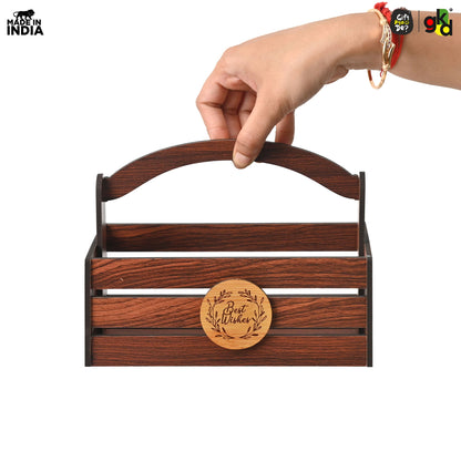 Premium Wooden Basket with Handle for Gifting and Home Decor | Eco-friendly Gift Hamper Basket | Wedding Gift Return Gift
