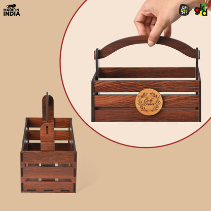 Premium Wooden Basket with Handle for Gifting and Home Decor | Eco-friendly Gift Hamper Basket | Wedding Gift Return Gift