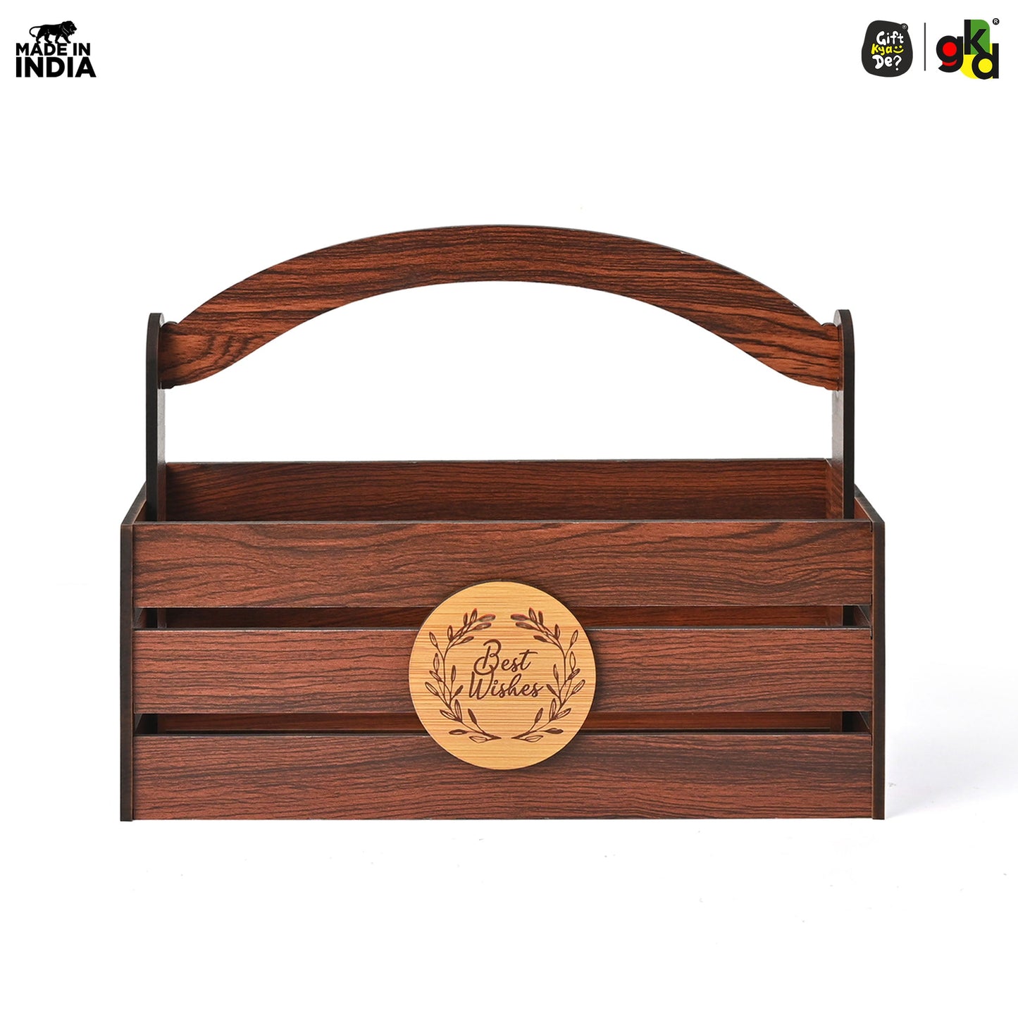 Premium Wooden Basket with Handle for Gifting and Home Decor | Eco-friendly Gift Hamper Basket | Wedding Gift Return Gift