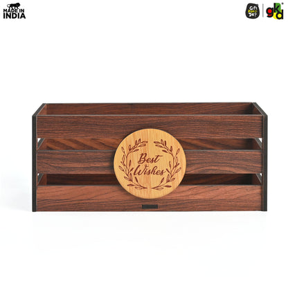 Premium Wooden Basket with Handle for Gifting and Home Decor | Eco-friendly Gift Hamper Basket | Wedding Gift Return Gift