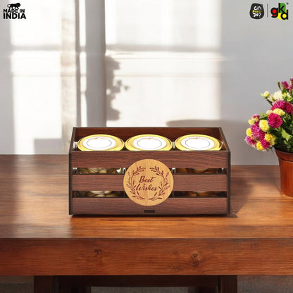 Premium Wooden Basket with Handle for Gifting and Home Decor | Eco-friendly Gift Hamper Basket | Wedding Gift Return Gift
