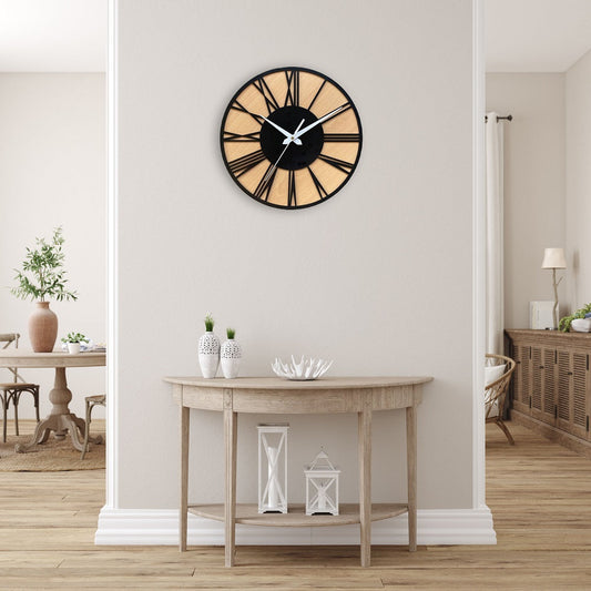 STYLISH ROMAN WOODEN WALL CLOCK