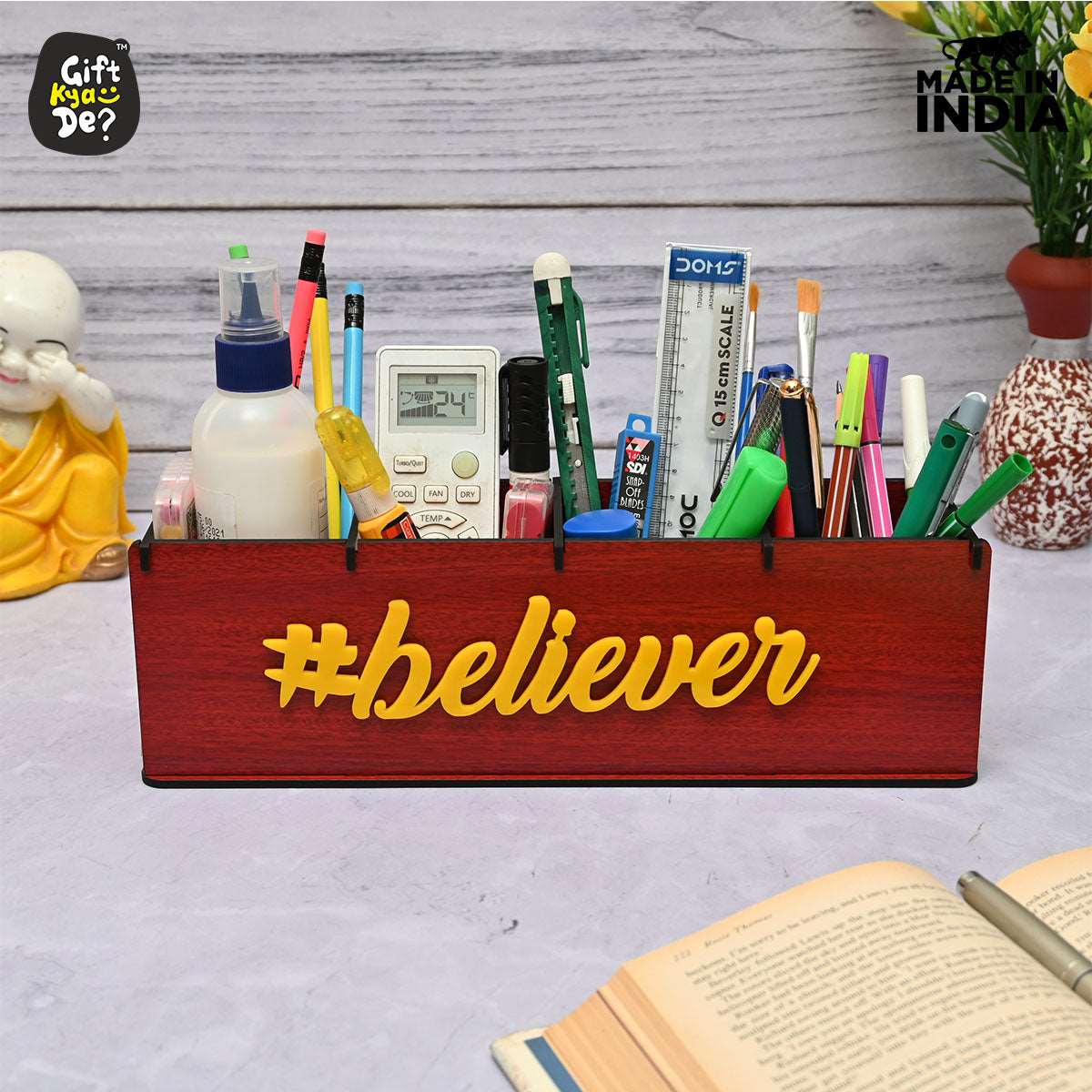 Motivational Desk Organizer | 4 Compartments | Desk Accessories