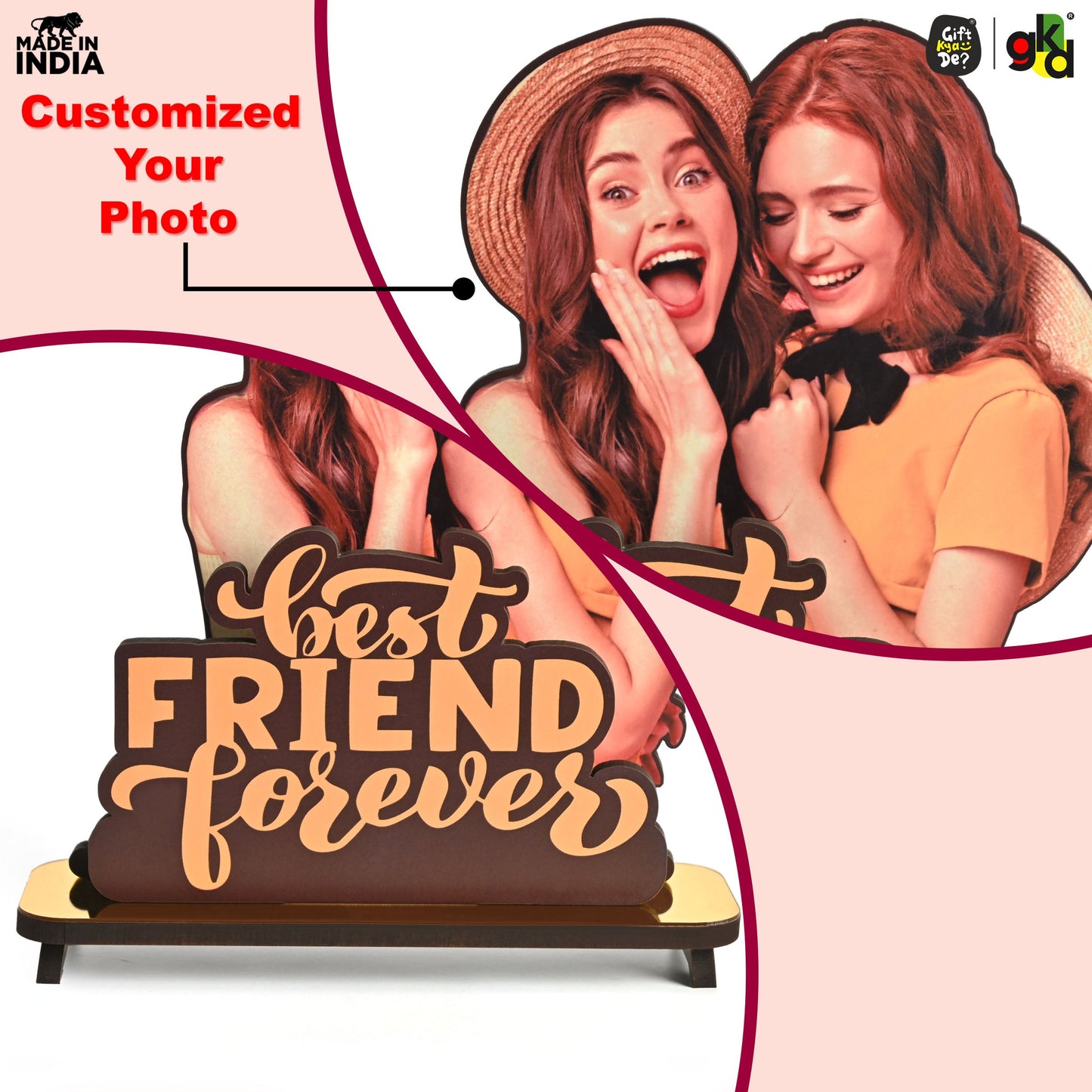 Best Friend Forever Customized Wooden Photo Frame Stand - Personalized Friendship Gift