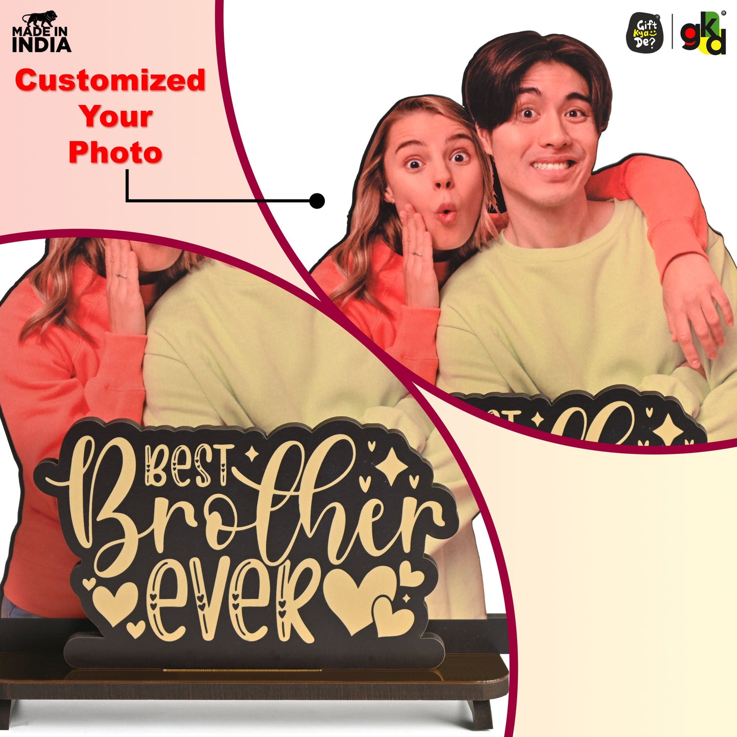 Customized Best Brother Ever Photo Frame Stand - Personalized Gift for Siblings