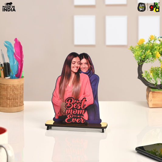 Customized Best Mom Ever Photo Frame Stand - Personalized Gift for Mothers