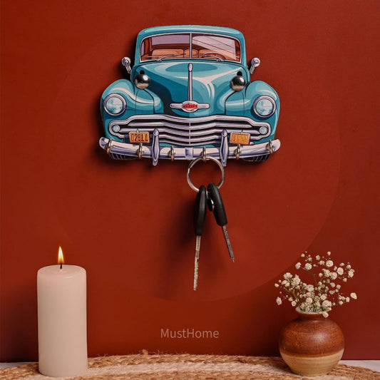 MustHome Key Holder for Home | Premium Car Keys Wooden Key Holder |‎15 x 15 cm