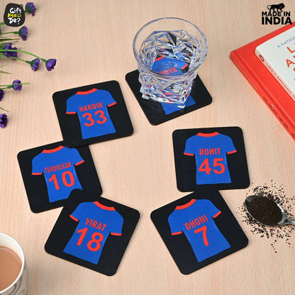 Cricket Themed Coaster Set of 6 with Proper Coaster Stand | Perfect For Tea And Coffee Cups