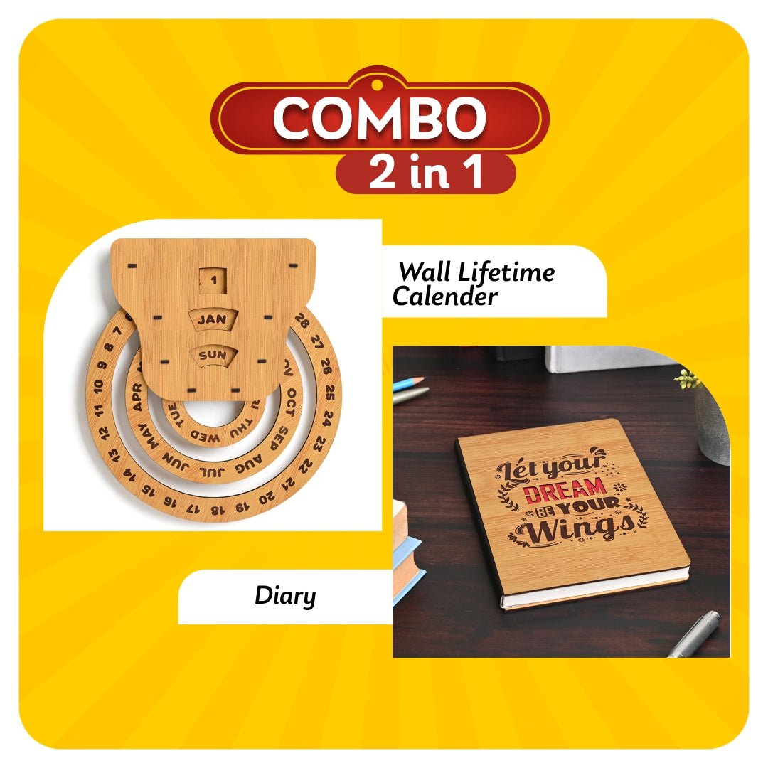 Infinite Circular Wall Calendar (Bamboo Theme) | Calendar With Clock & Diary Combo Available