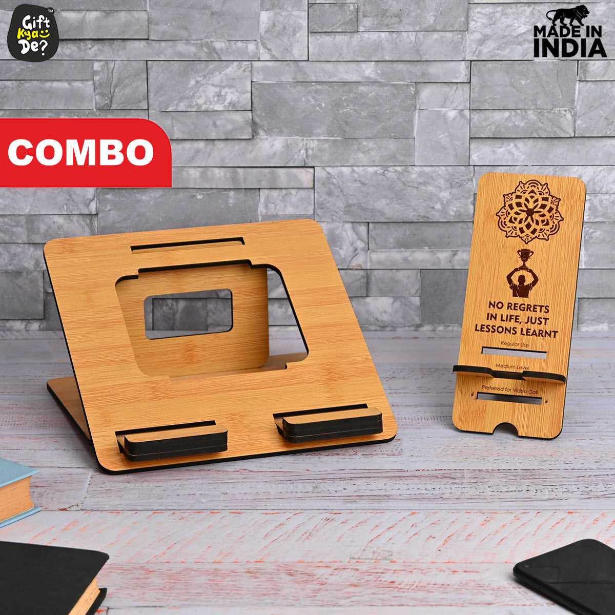 3 Level Portable Laptop Stand with Portable Mobile Holder Combo | Customized Corporate Gifts | Work From Home