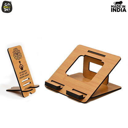 3 Level Portable Laptop Stand with Portable Mobile Holder Combo | Customized Corporate Gifts | Work From Home