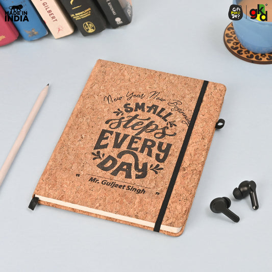 Eco-Friendly Cork Diary with Pen Holder | 190 Pages | Motivational Quote & Personalized Name Option