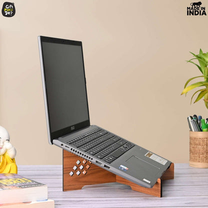 Cross Laptop Stand For Desk With Mobile Stand | Portable Easy to Carry | Compatible with All (2 pc Combo Pack) (eco Friendly)