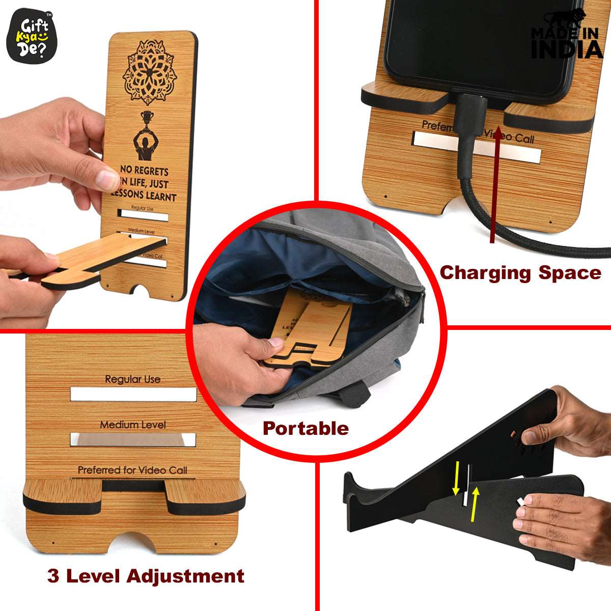 Cross Laptop Stand For Desk With Mobile Stand | Portable Easy to Carry | Compatible with All (2 pc Combo Pack) (eco Friendly)