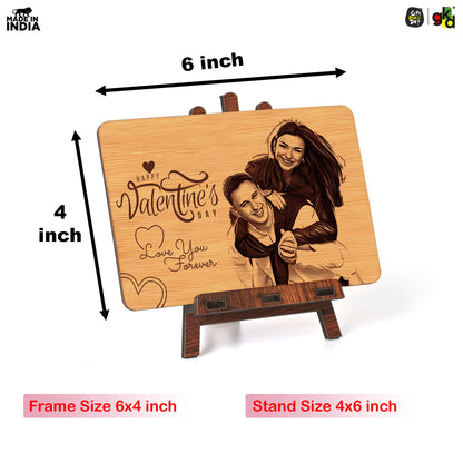 Personalized Valentine’s Day Wooden Photo Frame | Gift for Couple, Him & Her | Wooden Plaque with Photo (6x4 Inches)