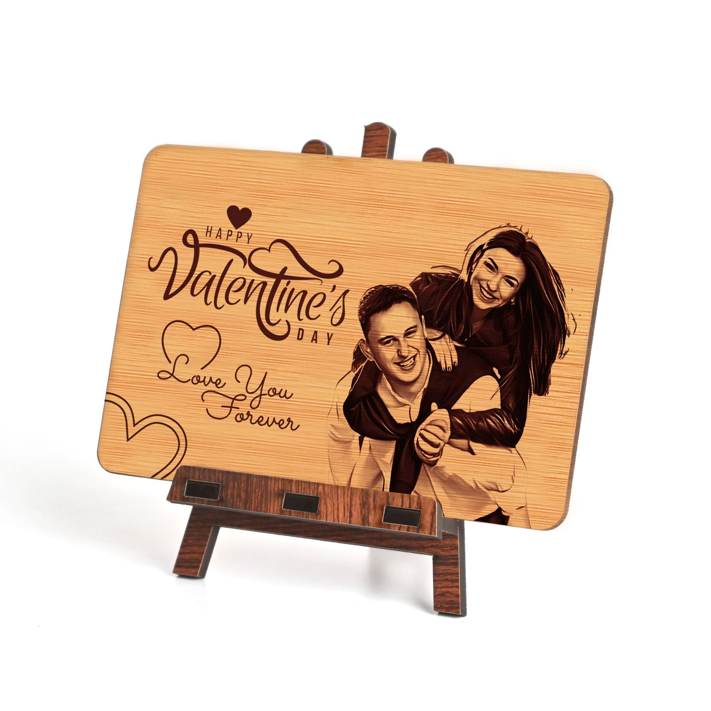 Personalized Valentine’s Day Wooden Photo Frame | Gift for Couple, Him & Her | Wooden Plaque with Photo (6x4 Inches)