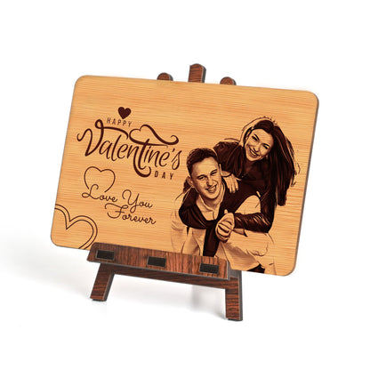 Personalized Valentine’s Day Wooden Photo Frame | Gift for Couple, Him & Her | Wooden Plaque with Photo (6x4 Inches)