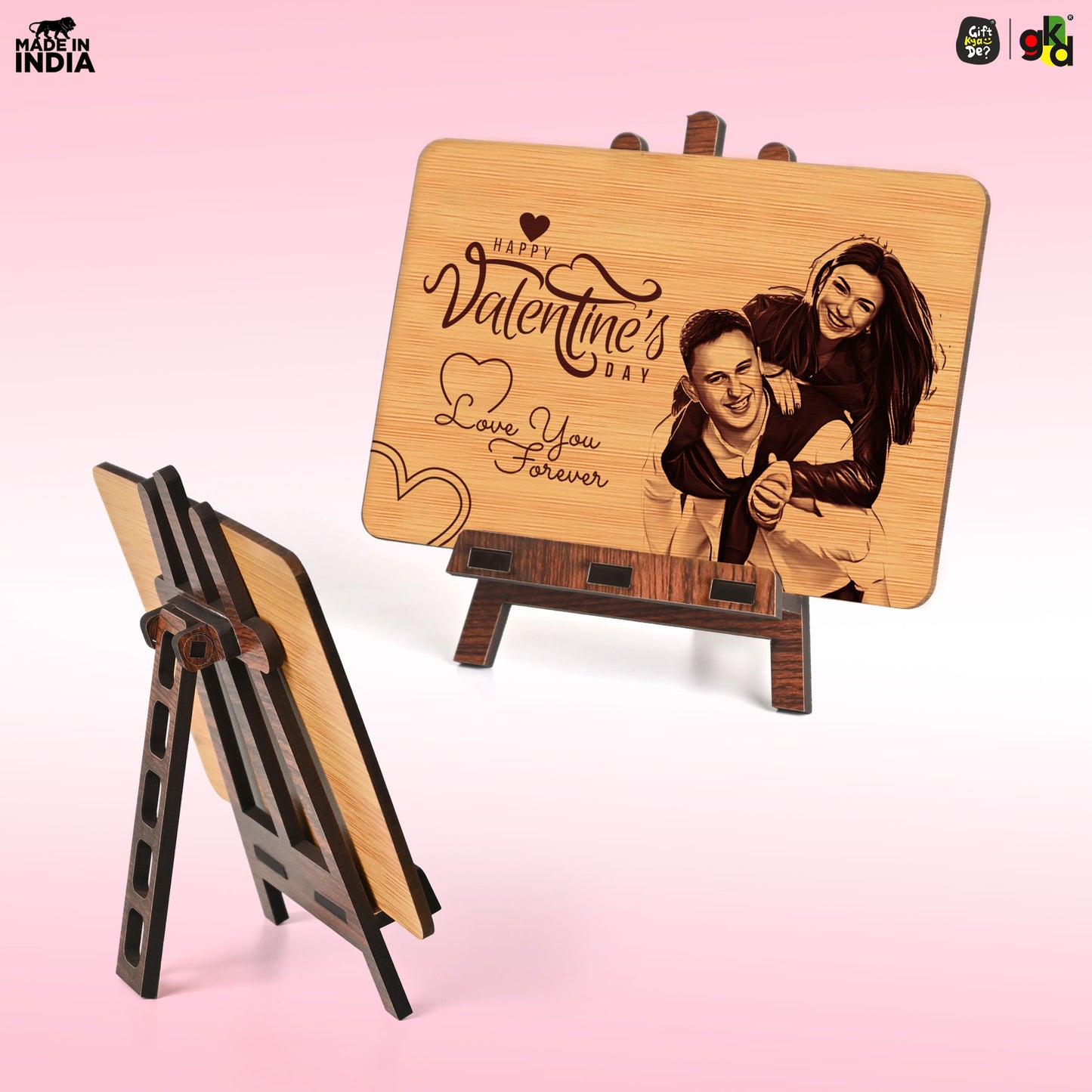 Personalized Valentine’s Day Wooden Photo Frame | Gift for Couple, Him & Her | Wooden Plaque with Photo (6x4 Inches)